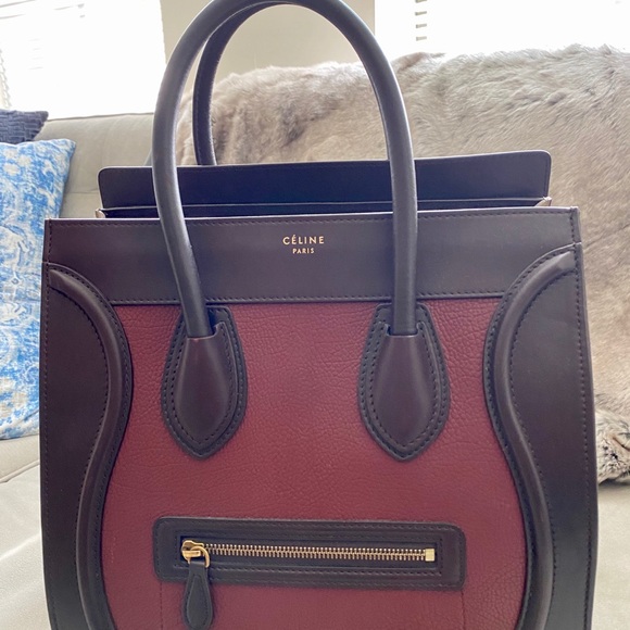 CELINE Tricolor luggage bag leather and suede Mini - Picture 9 of 16